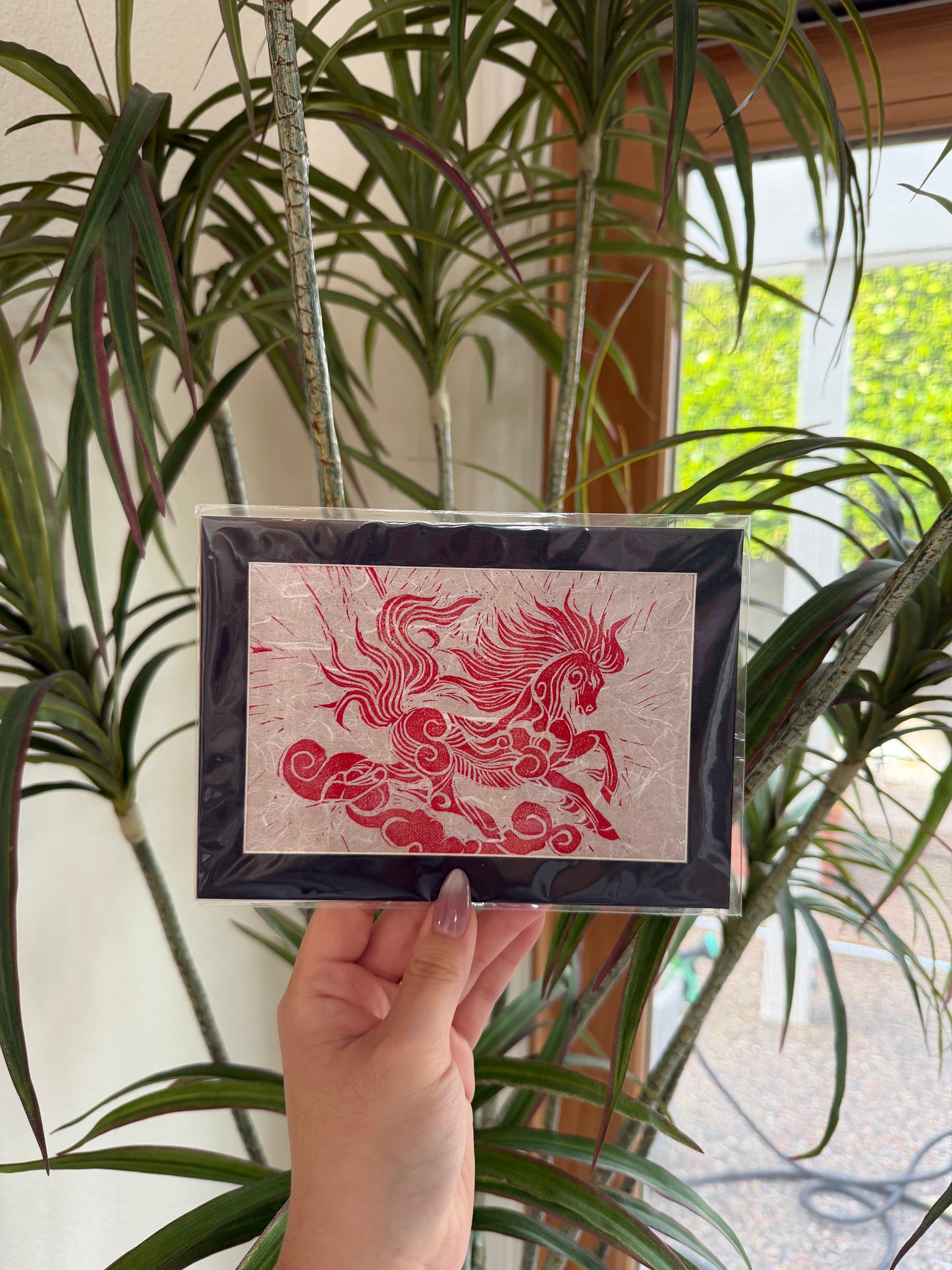 Year of the Horse linocut block print