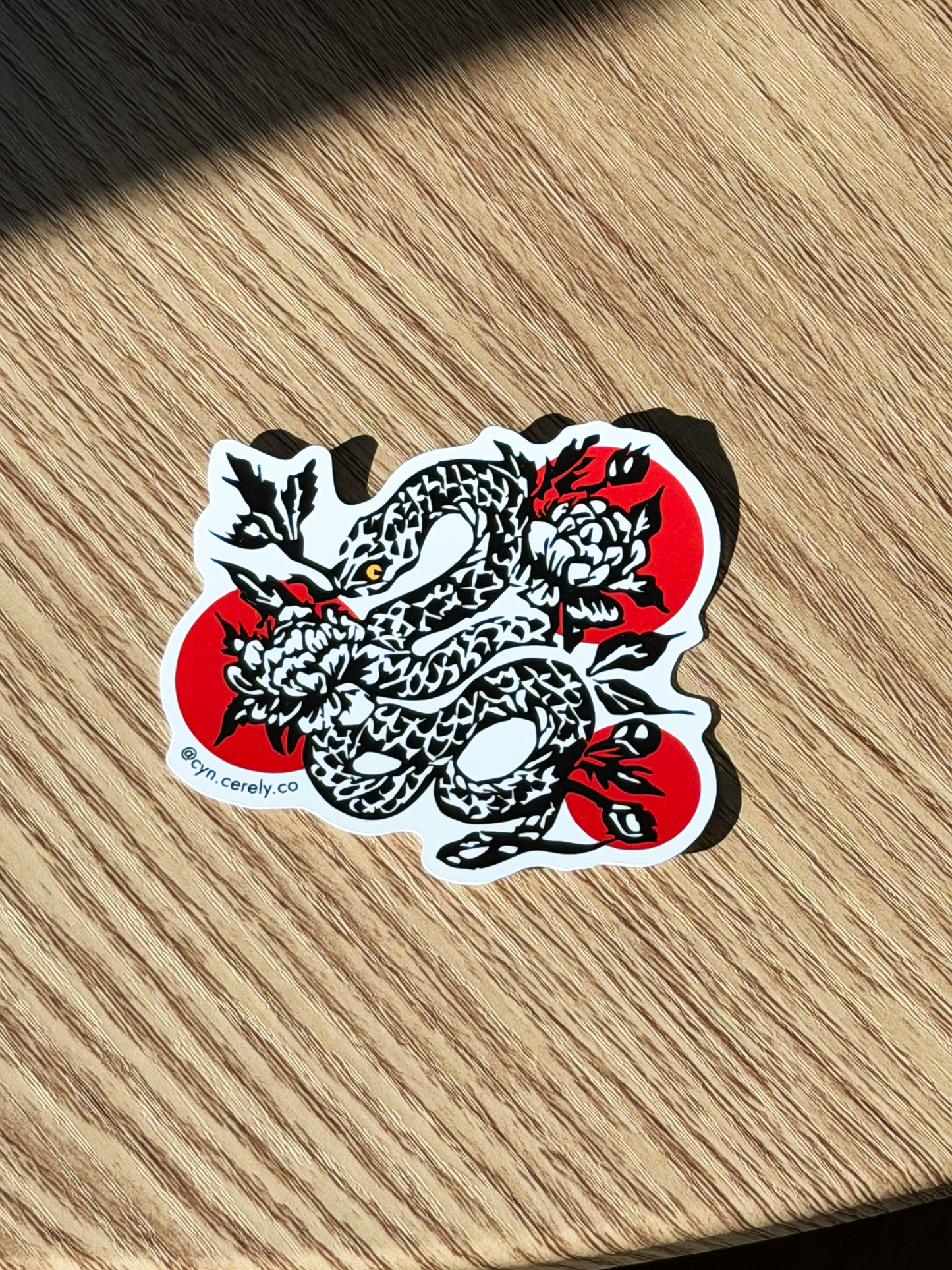 Snake Linocut Sticker